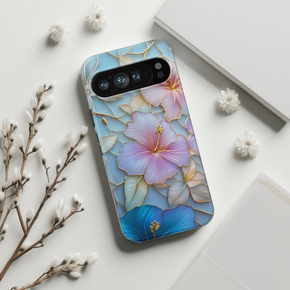 Pastel Hibiscus Stained Glass Design Phone Case for Google Pixel