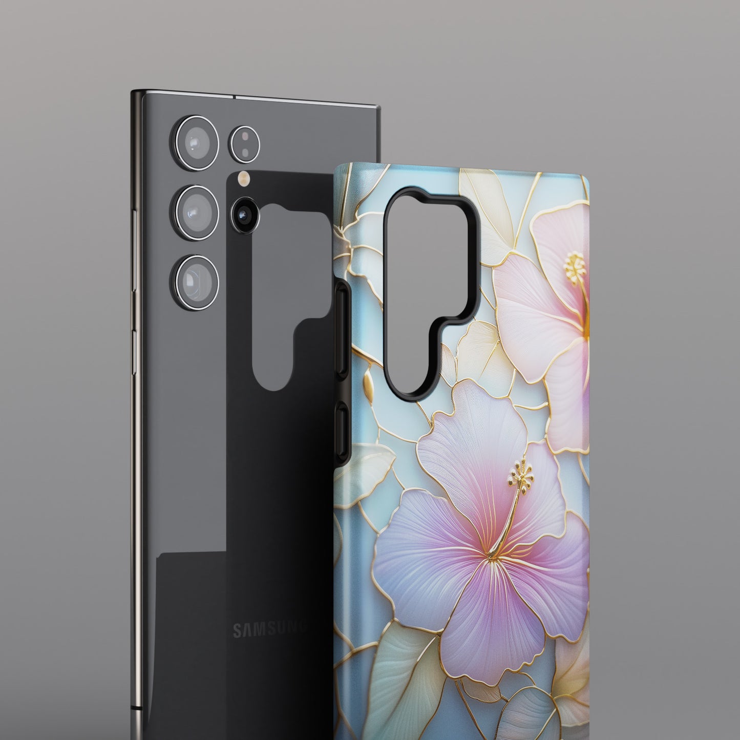Pastel Hibiscus Stained Glass Design Phone Case for Galaxy S series Phones
