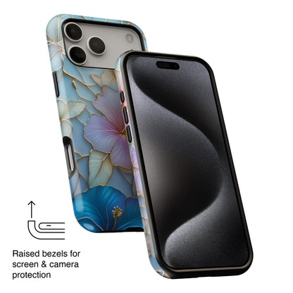 Pastel Hibiscus Stained Glass Design iPhone Case