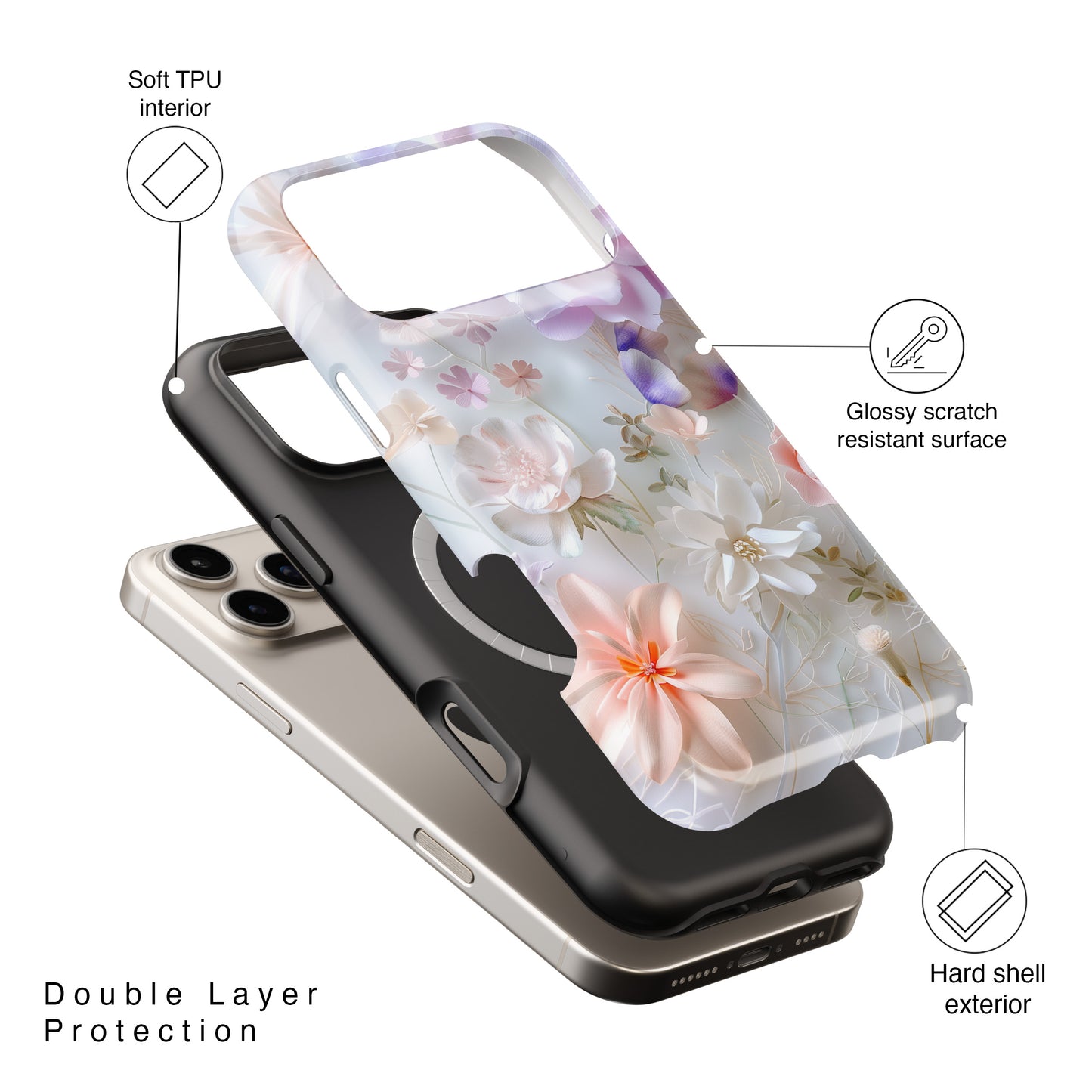 Pastel Paper Flower Art Design iPhone Case