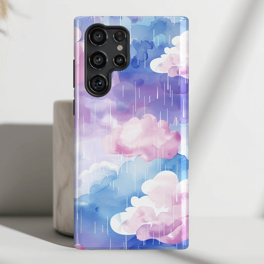 Watercolor Pastel Raining Cloud Design Samsung Phone Case