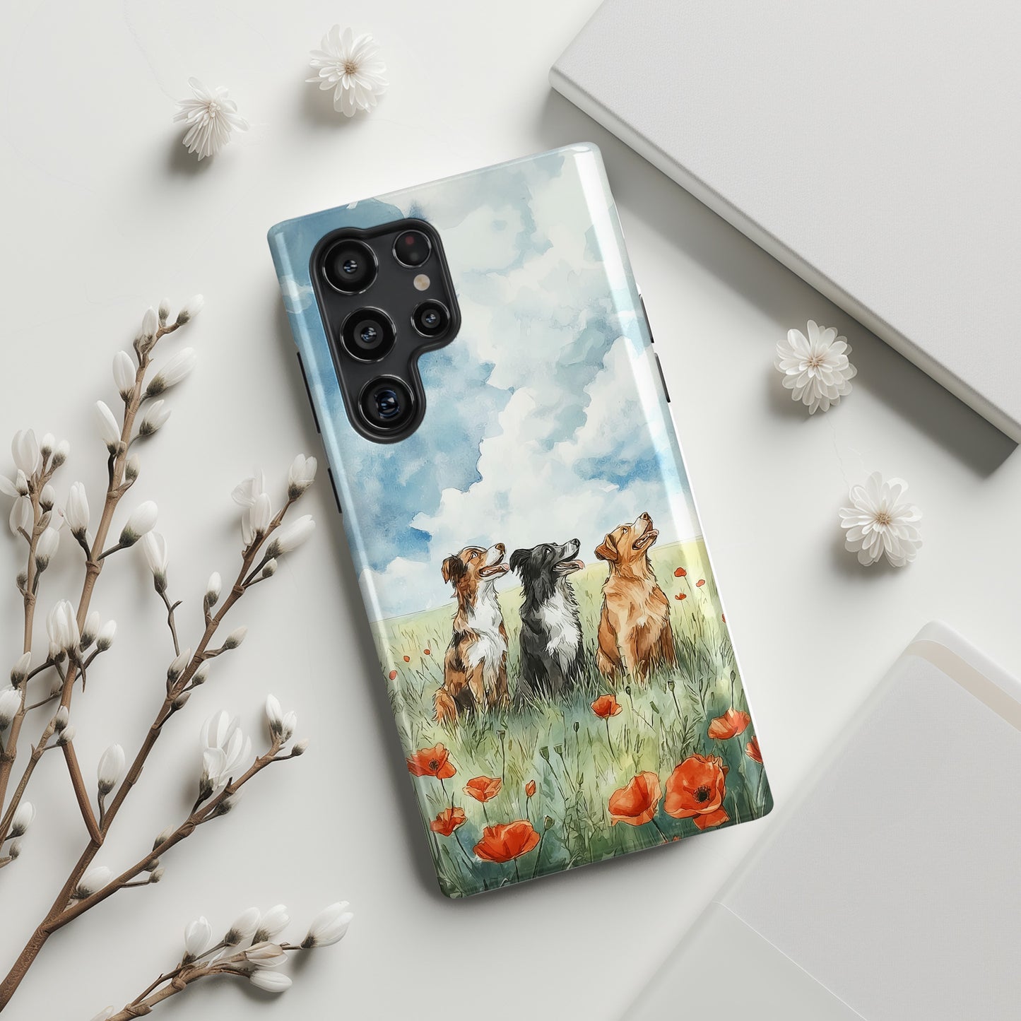 Paws & Poppies Design Phone Case for Galaxy S series Phones