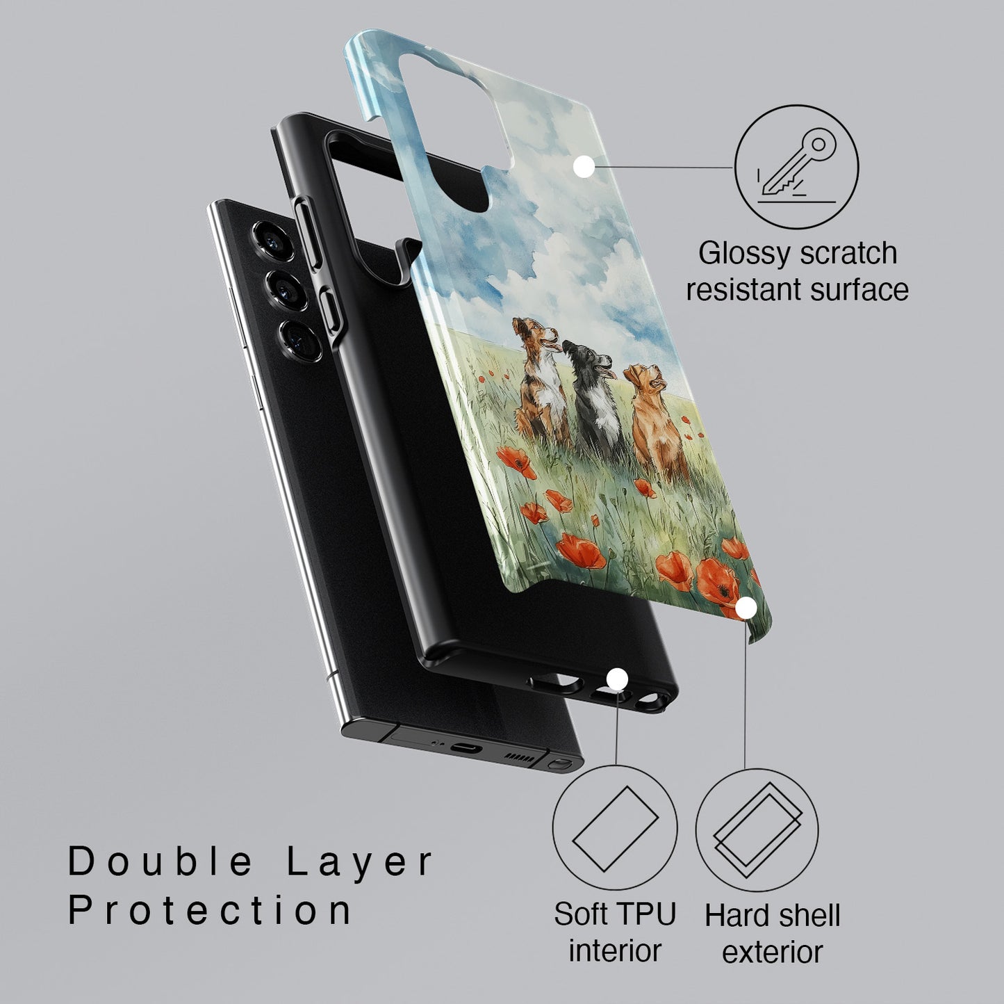 Paws & Poppies Design Phone Case for Galaxy S series Phones