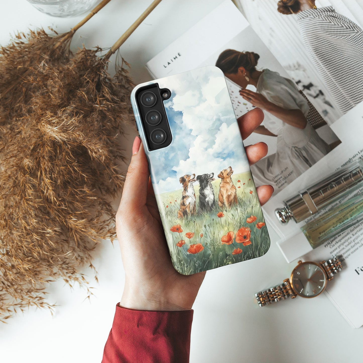 Paws & Poppies Design Phone Case for Galaxy S series Phones