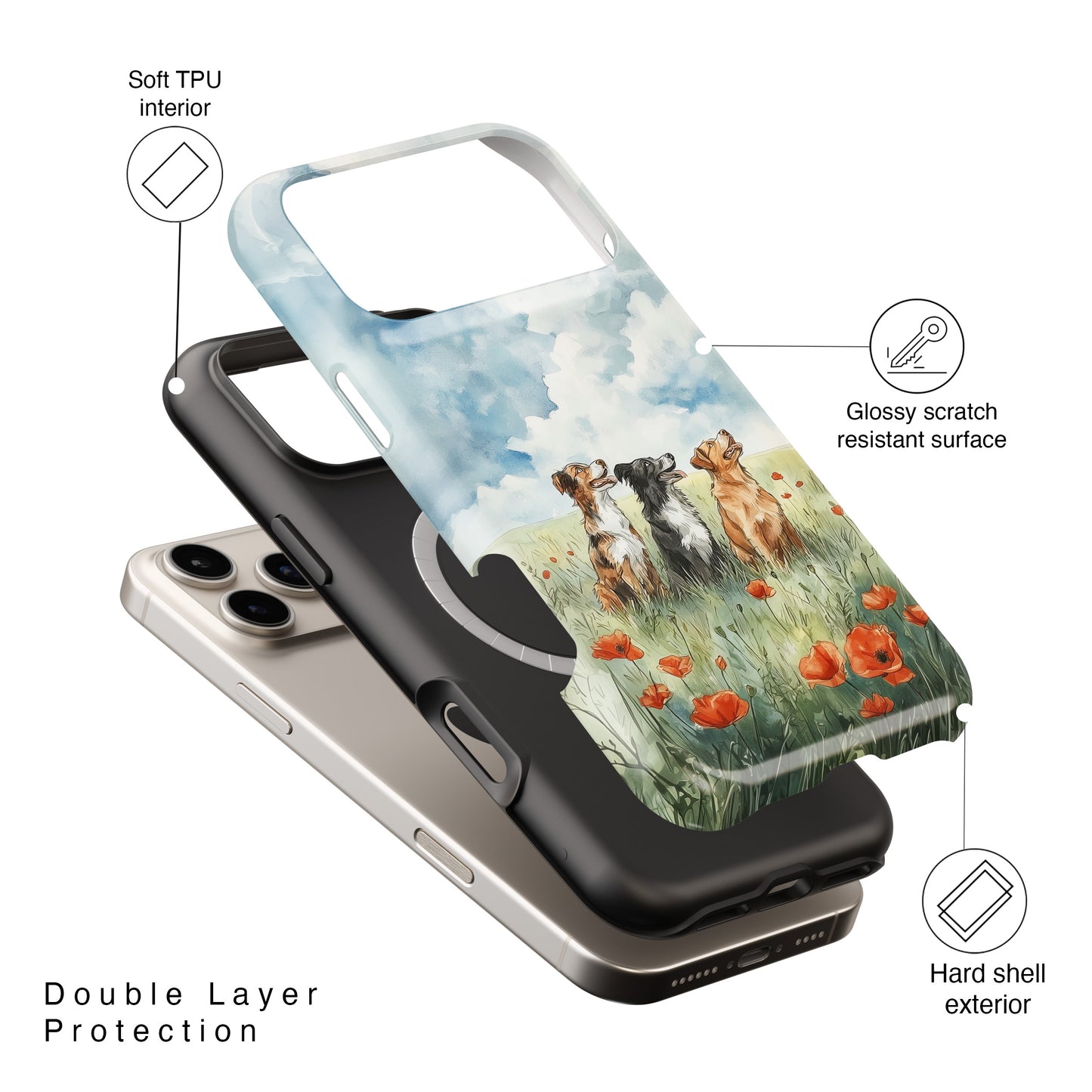 Paws & Poppies Design iPhone Case