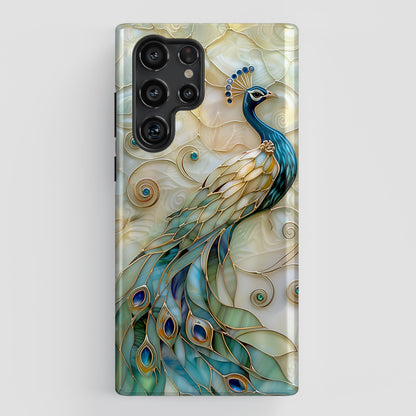 Peacock Stained Glass Design Samsung Phone Case