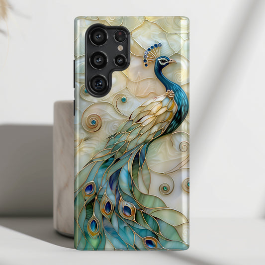 Peacock Stained Glass Design Samsung Phone Case