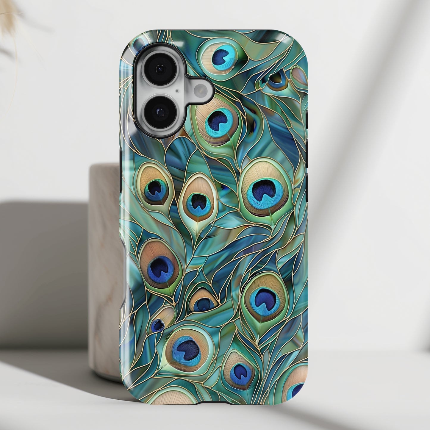 Peacock Feather Stained Glass Design iPhone Case