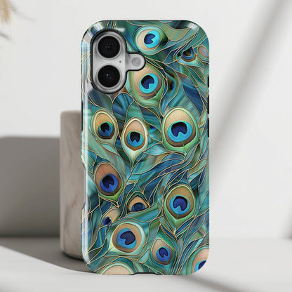 Peacock Feather Stained Glass Design iPhone Case