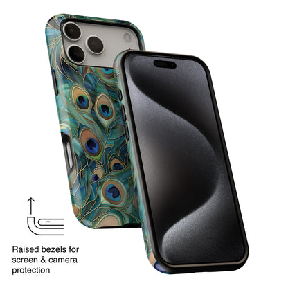 Peacock Feather Stained Glass Design iPhone Case