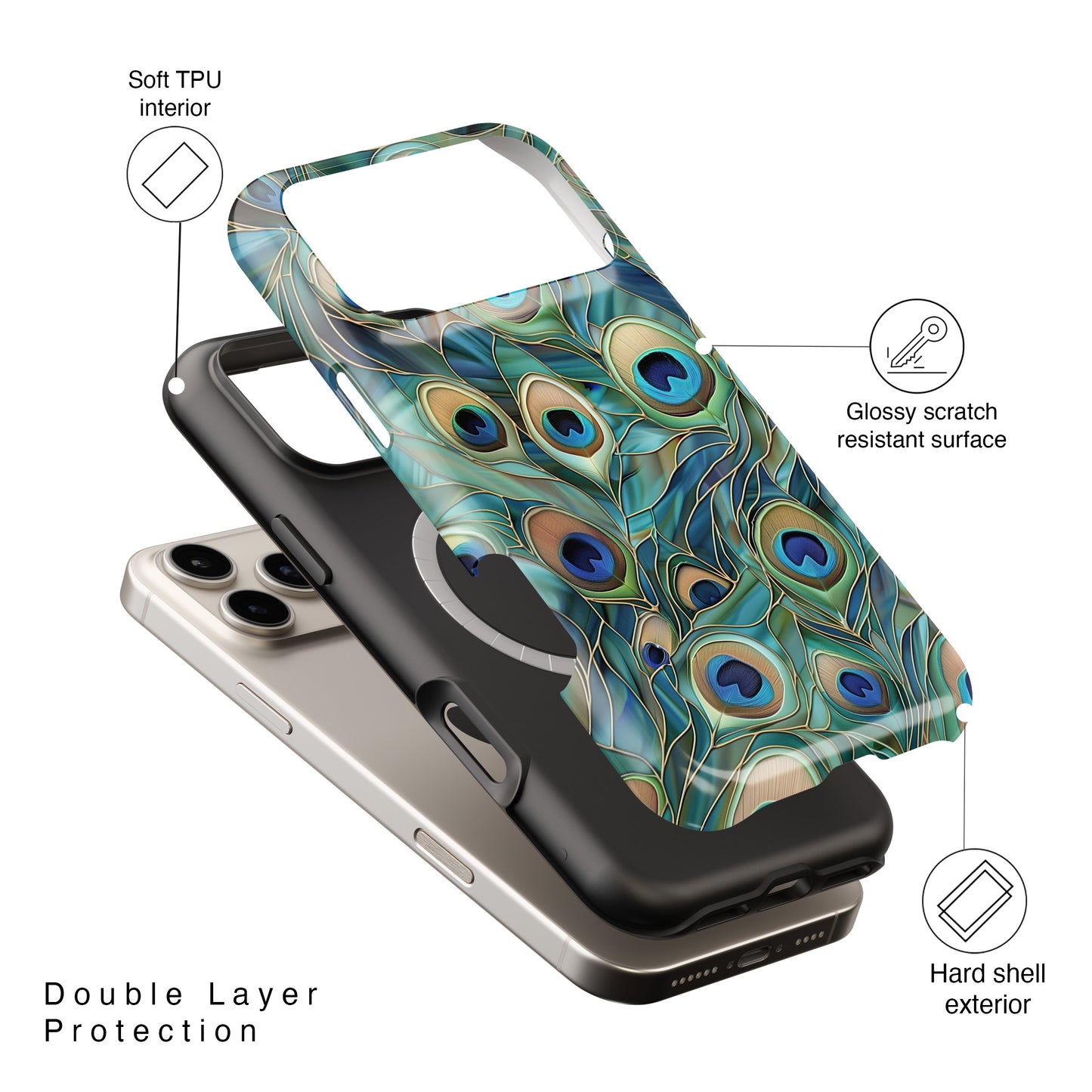 Peacock Feather Stained Glass Design iPhone Case