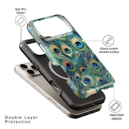 Peacock Feather Stained Glass Design iPhone Case