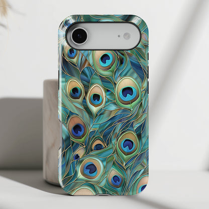 Peacock Feather Stained Glass Design iPhone Case