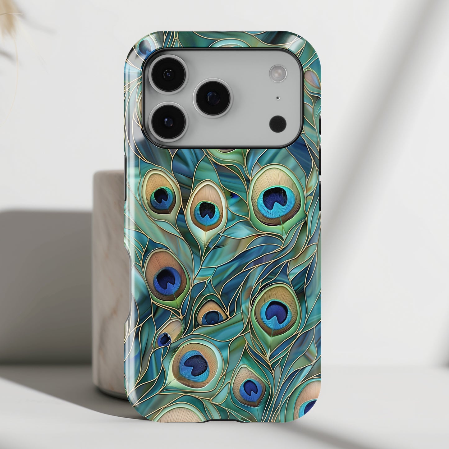 Peacock Feather Stained Glass Design iPhone Case