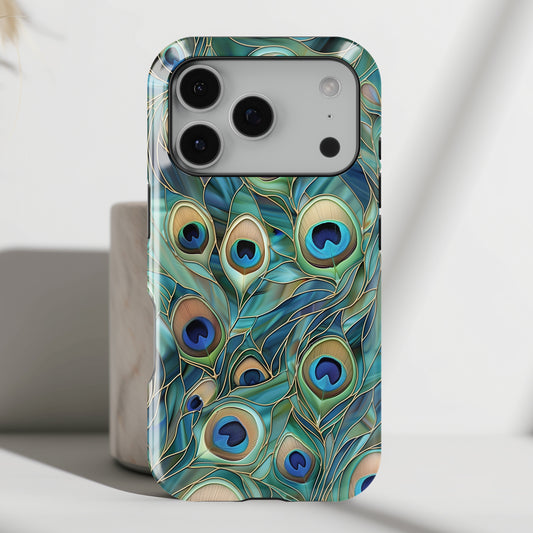 Peacock Feather Stained Glass Design iPhone Case