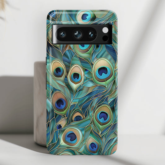 Peacock Feather Stained Glass Design Google Pixel Phone Case