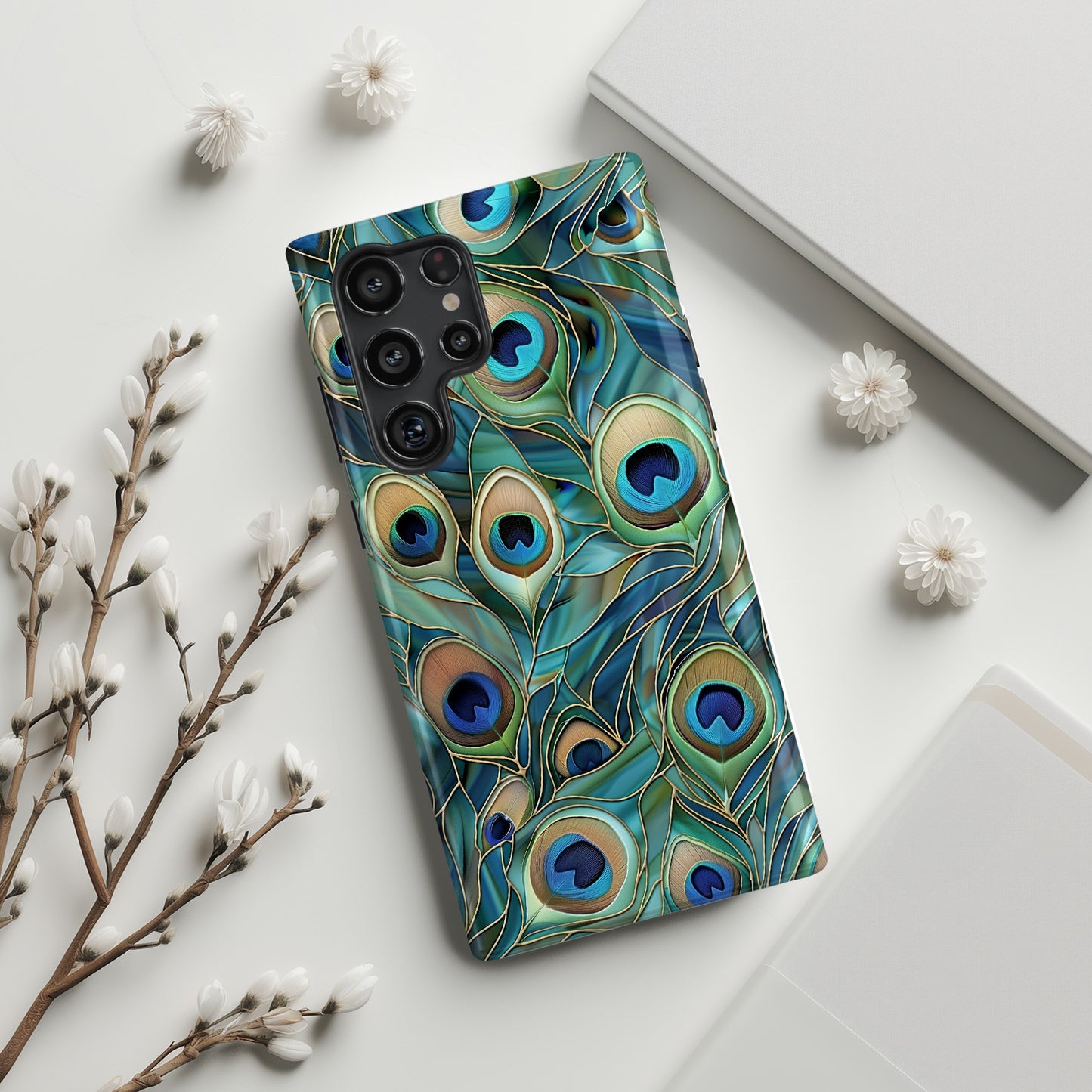 Peacock Feather Stained Glass Design Samsung Phone Case