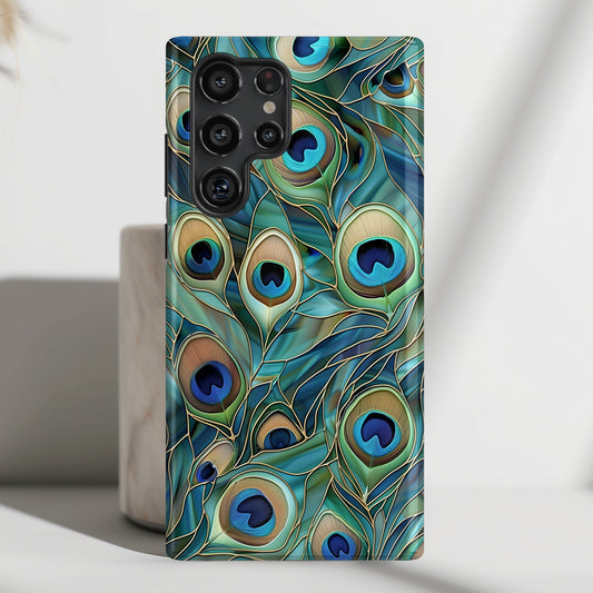 Peacock Feather Stained Glass Design Samsung Phone Case