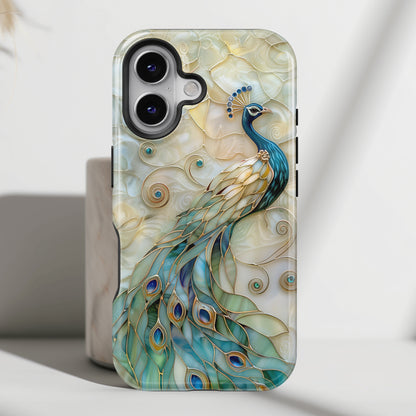 Peacock Stained Glass Design iPhone Case