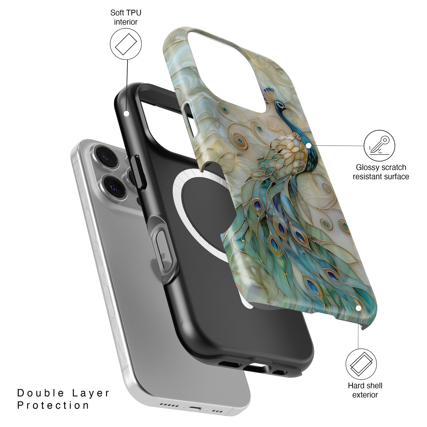 Peacock Stained Glass Design iPhone Case
