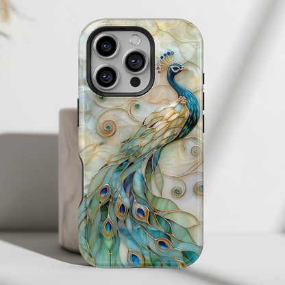 Peacock Stained Glass Design iPhone Case