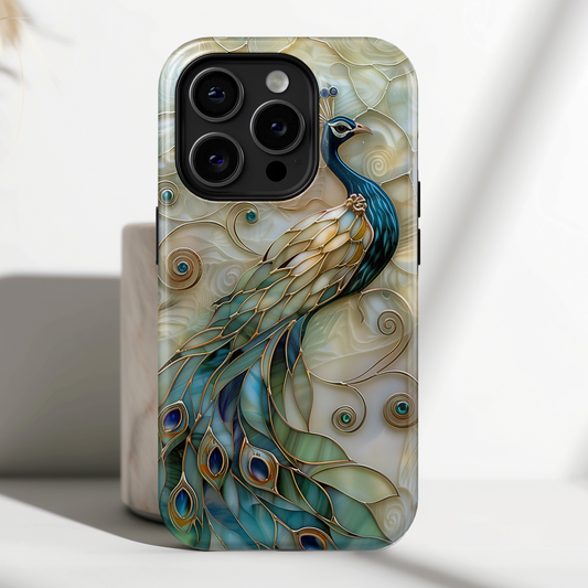 Peacock Stained Glass Design iPhone Case