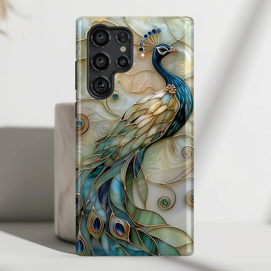 Peacock Stained Glass Design Samsung Phone Case