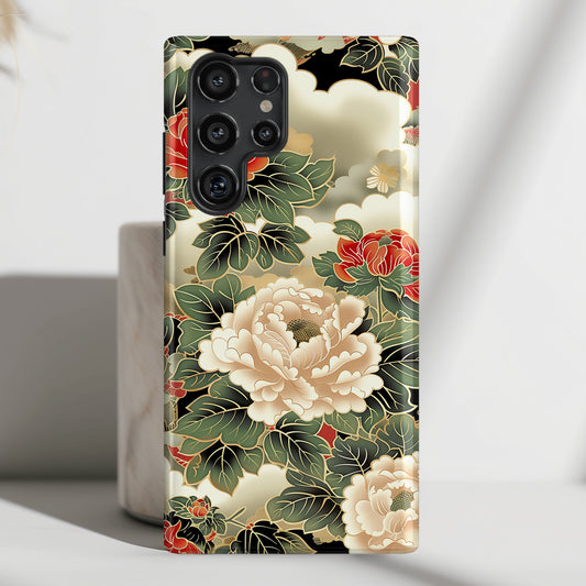 Peonies Japanese Art Floral Design Samsung Phone Case