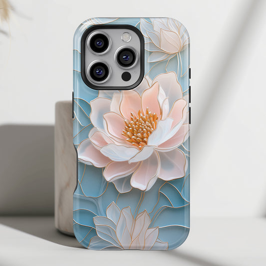 Peony Floral Stained Glass Design iPhone Case