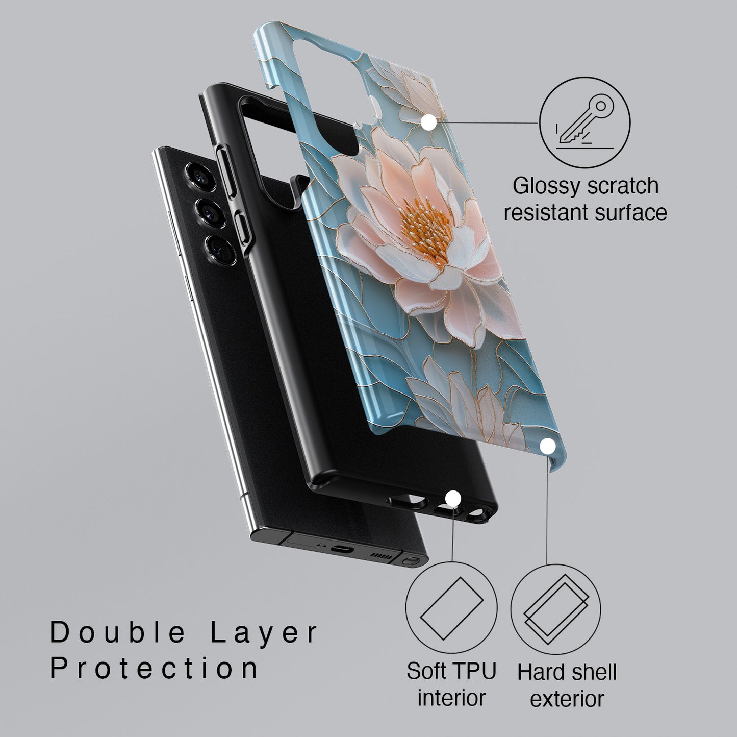 Peony Floral Stained Glass Design Phone Case for Galaxy S series Phones