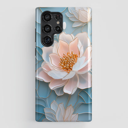 Peony Floral Stained Glass Design Phone Case for Galaxy S series Phones