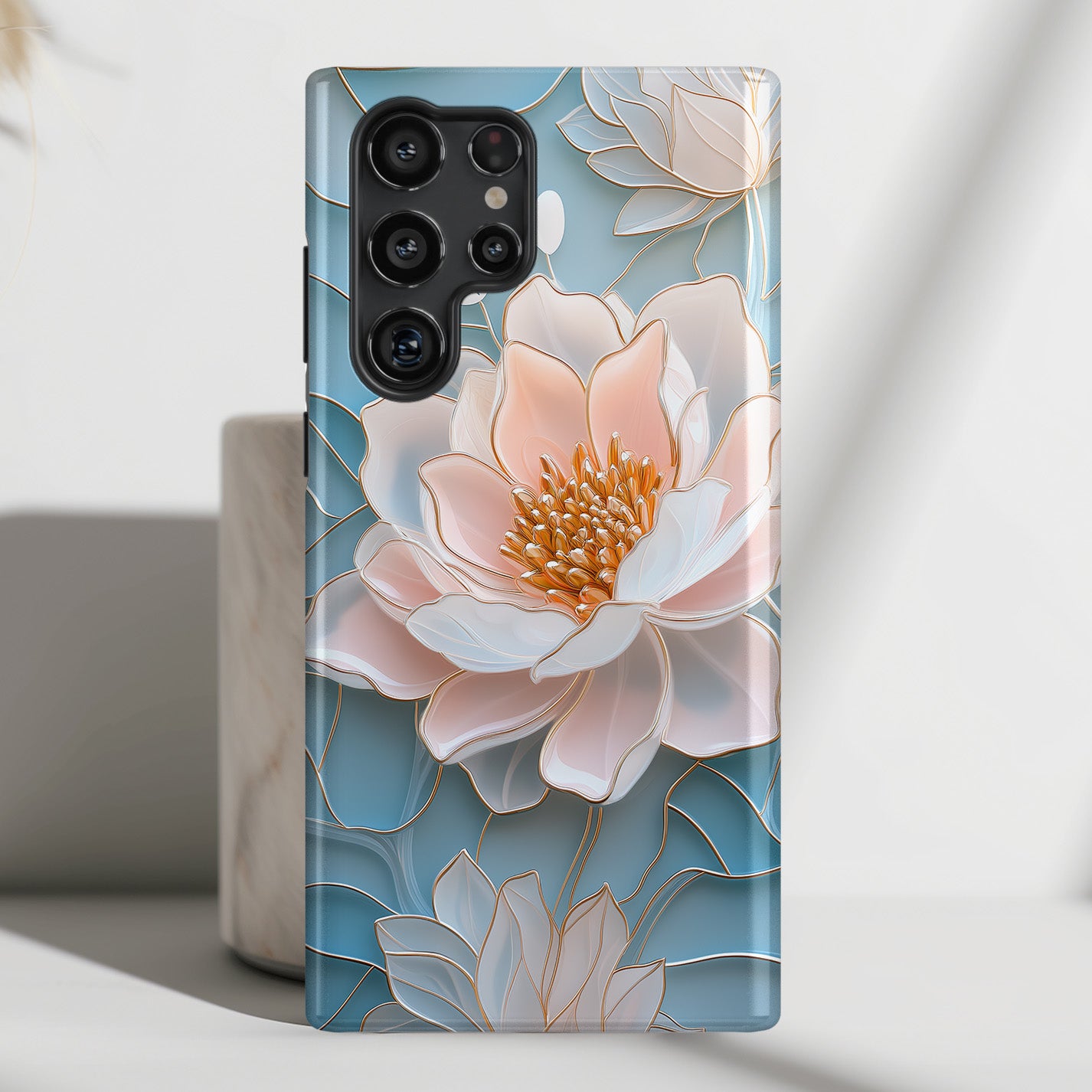Peony Floral Stained Glass Design Phone Case for Galaxy S series Phones