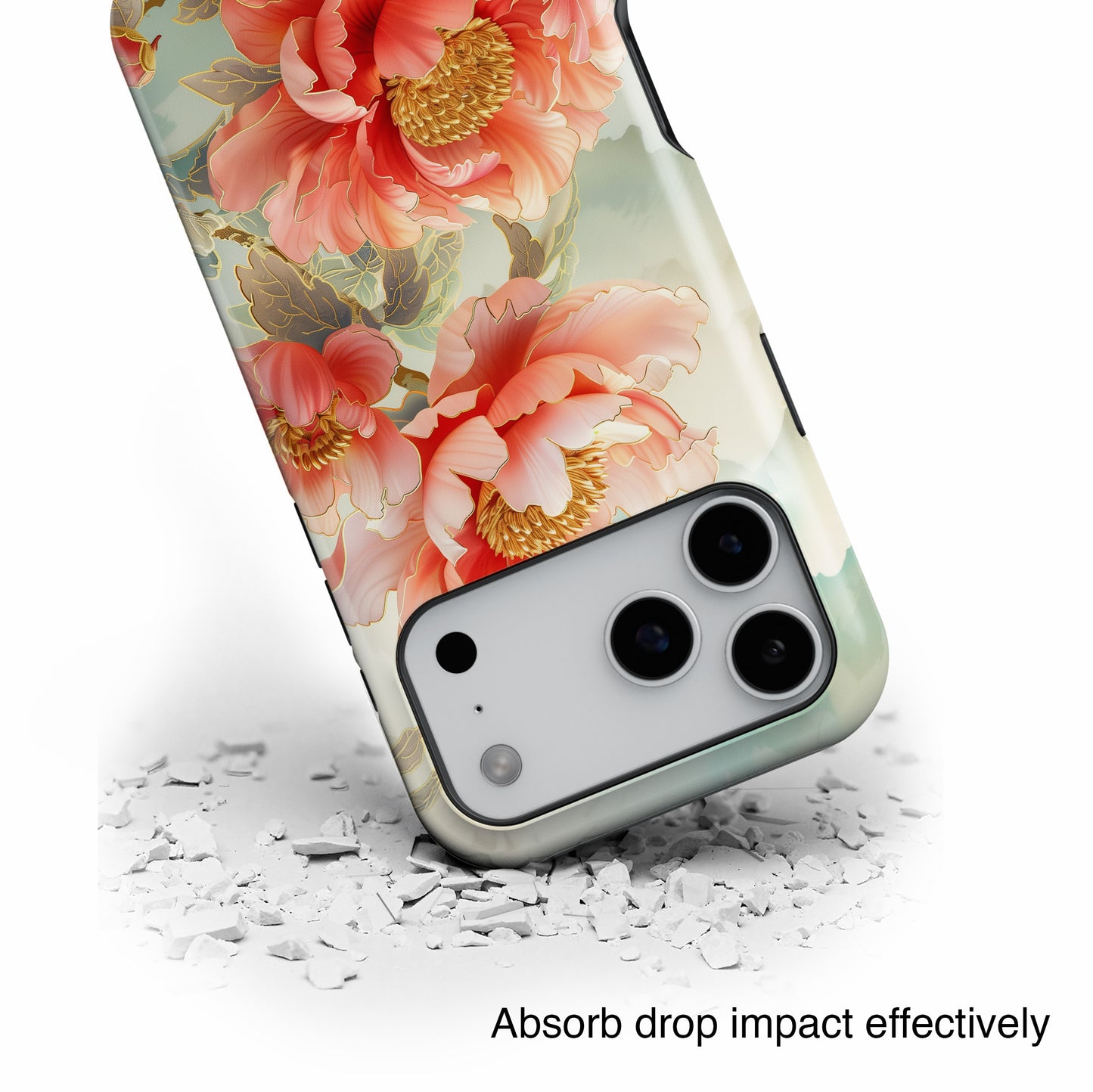 Peony Flowers Japanese Art Design iPhone Case