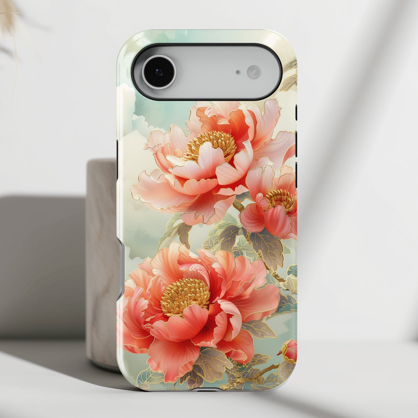 Peony Flowers Japanese Art Design iPhone Case