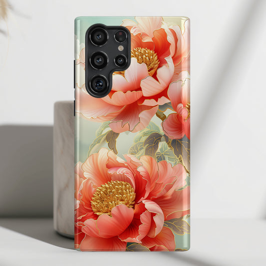 Peony Flowers Japanese Art Design Samsung Phone Case