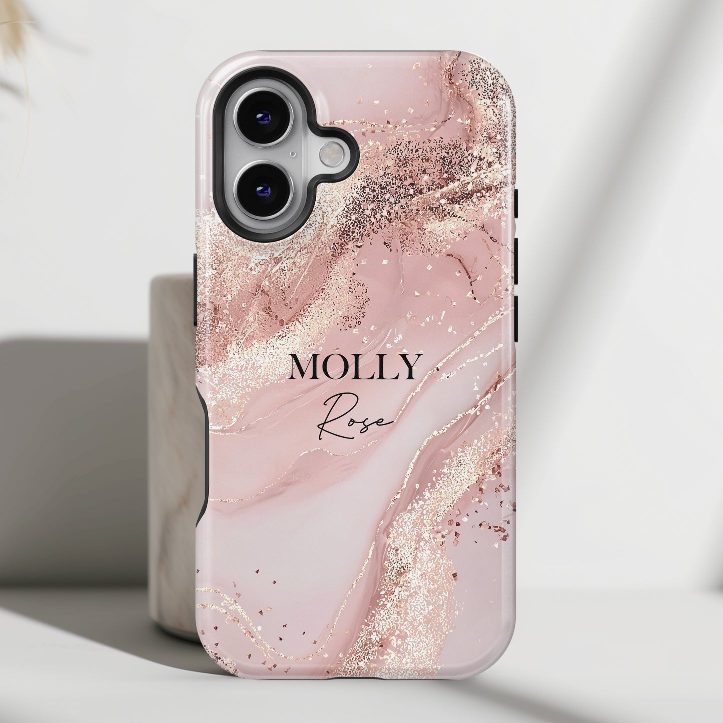 Personalisable Luxury Pink Marble Design iPhone Case