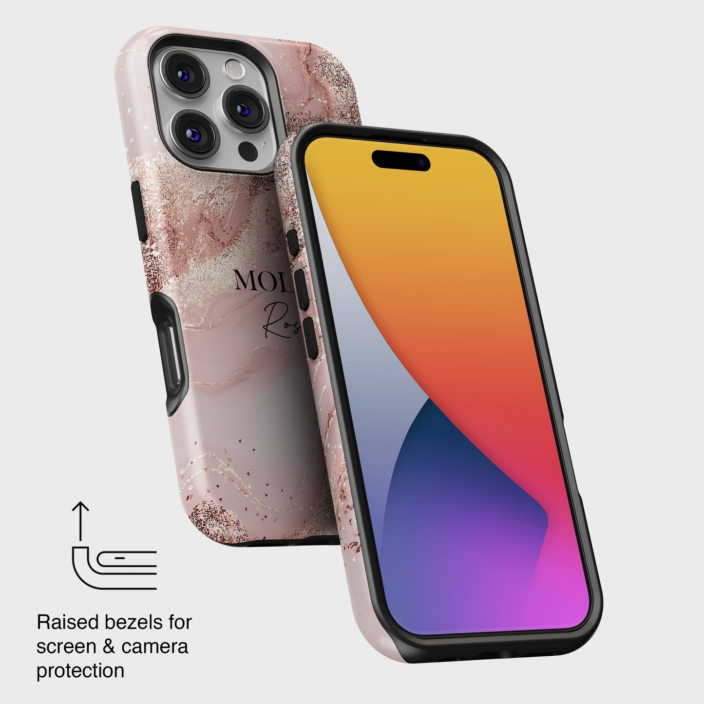 Personalisable Luxury Pink Marble Design iPhone Case