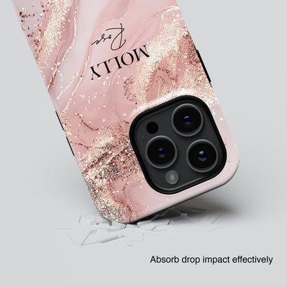 Personalisable Luxury Pink Marble Design iPhone Case