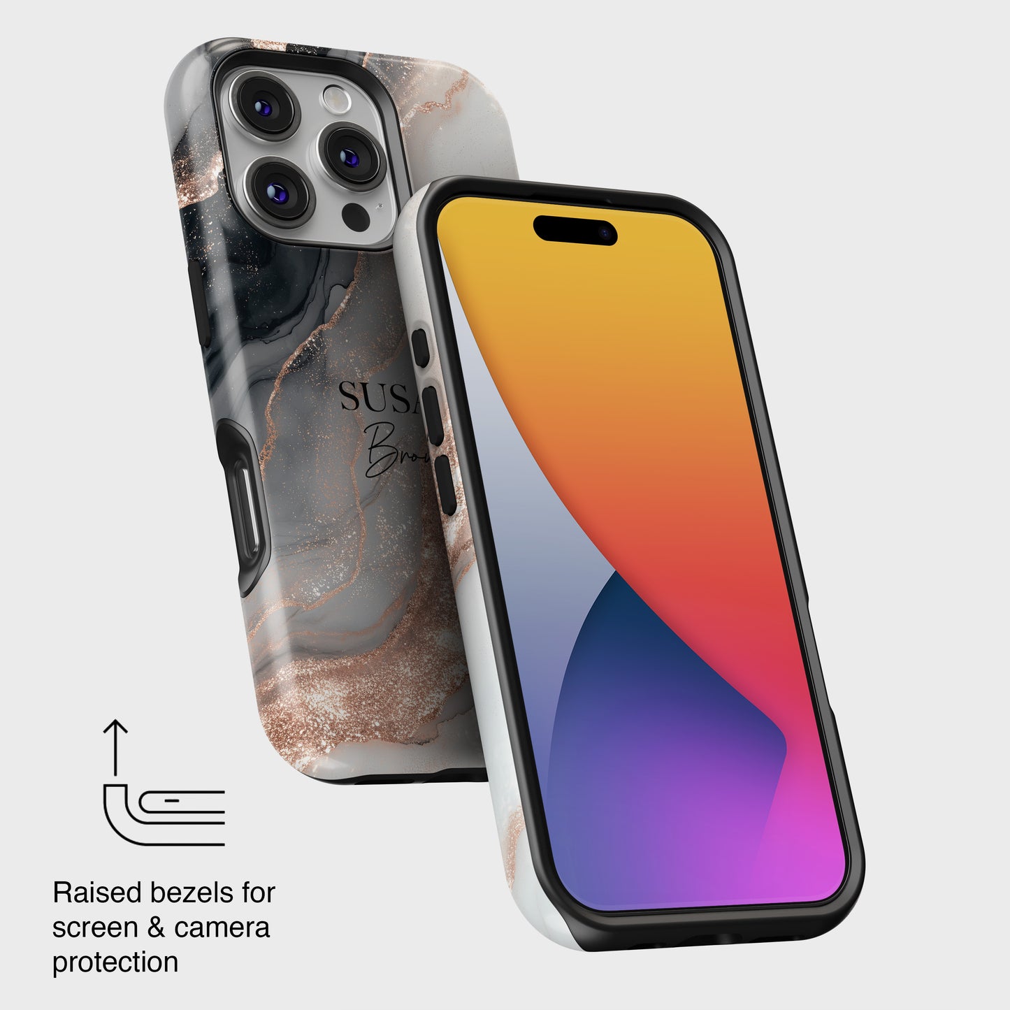 Personalisable Luxury RoseGold Marble Design iPhone Case