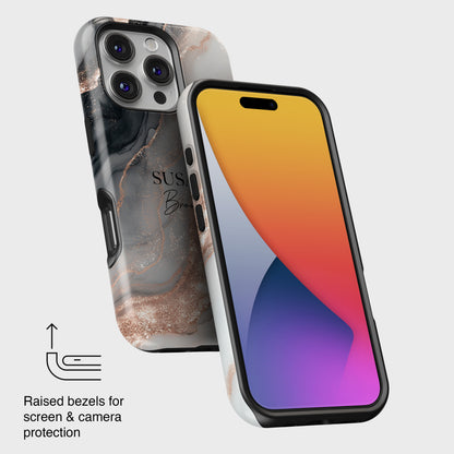 Personalisable Luxury RoseGold Marble Design iPhone Case