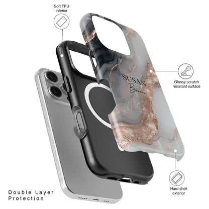 Personalisable Luxury RoseGold Marble Design iPhone Case