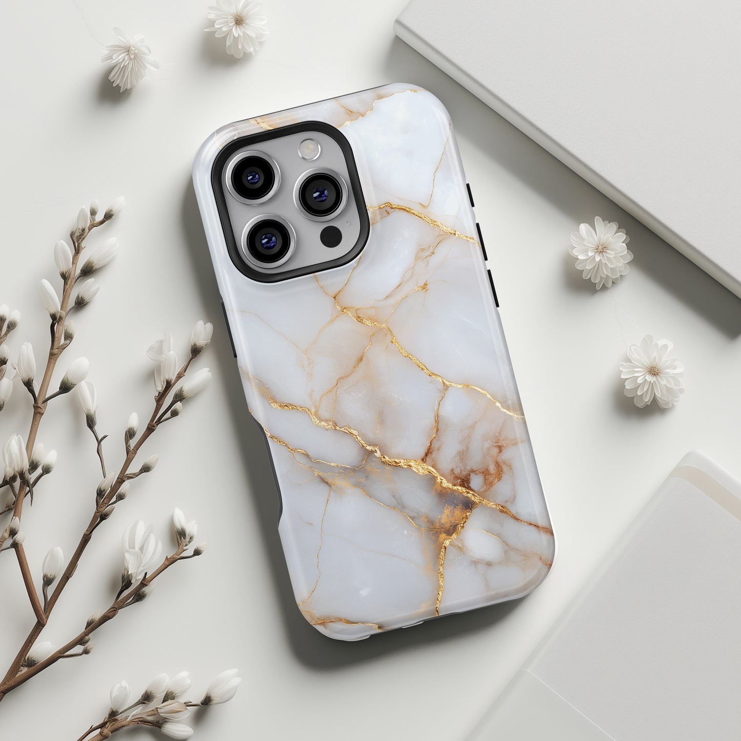Personalisable Luxury White Marble Design iPhone Case