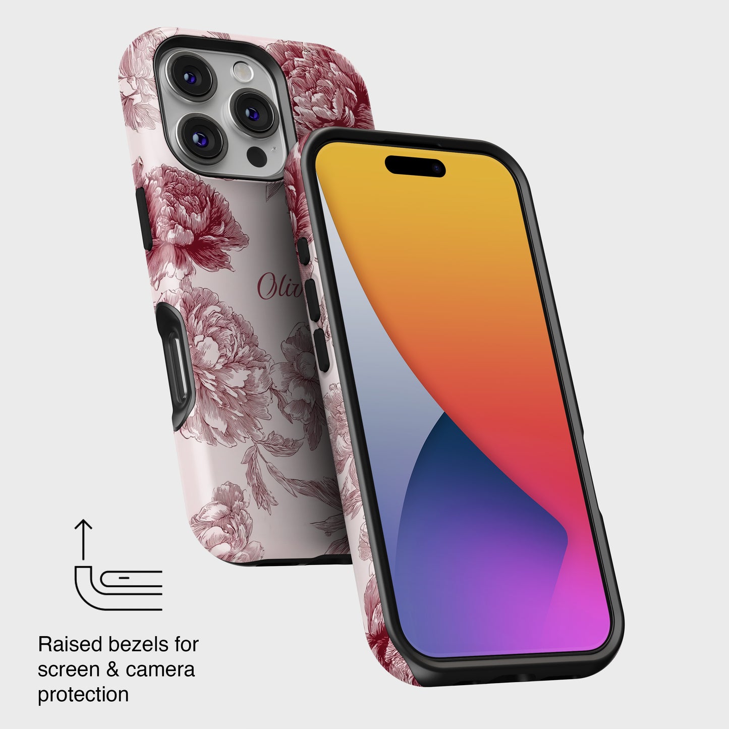 Personalisable Pink Toile Floral Design iPhone Case