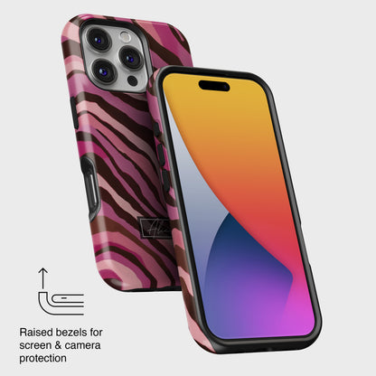 Personalisable Pink Zebra Print Design iPhone Case