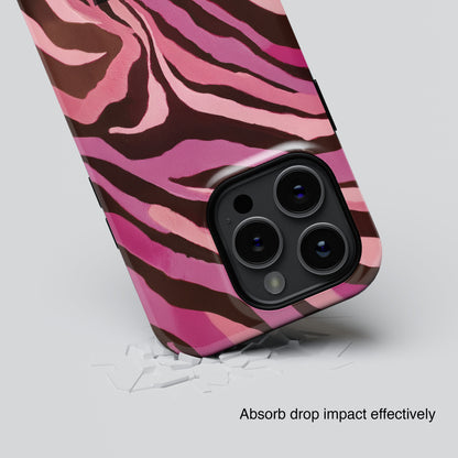 Personalisable Pink Zebra Print Design iPhone Case