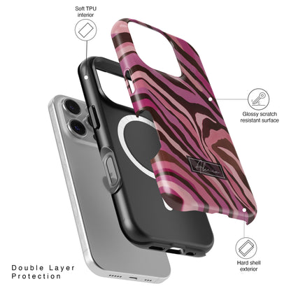 Personalisable Pink Zebra Print Design iPhone Case