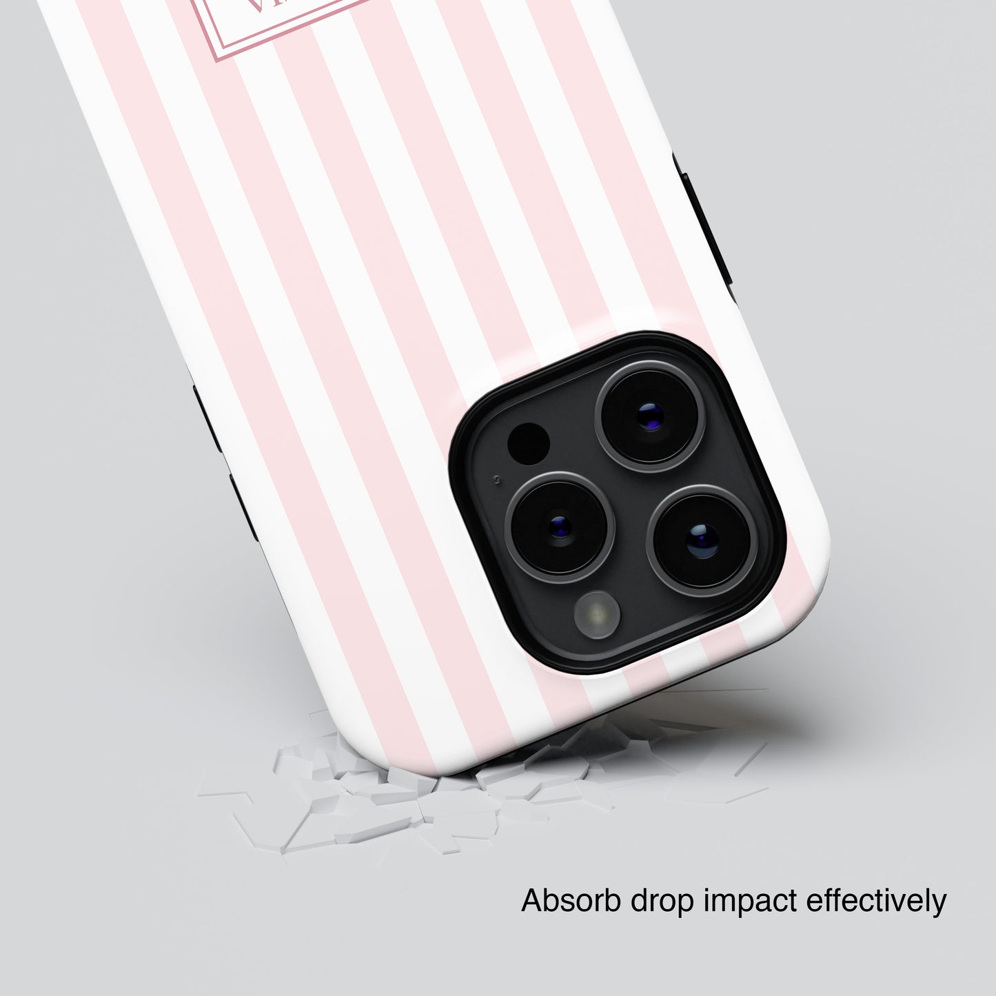 Personalisable Striped Design (Baby Pink) iPhone Case