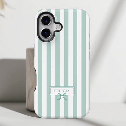 Personalisable Striped Design (Blue) iPhone Case