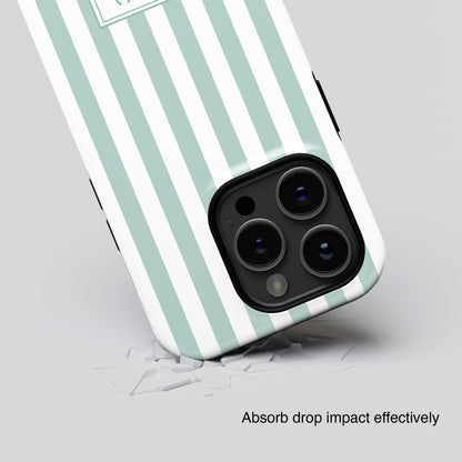 Personalisable Striped Design (Blue) iPhone Case