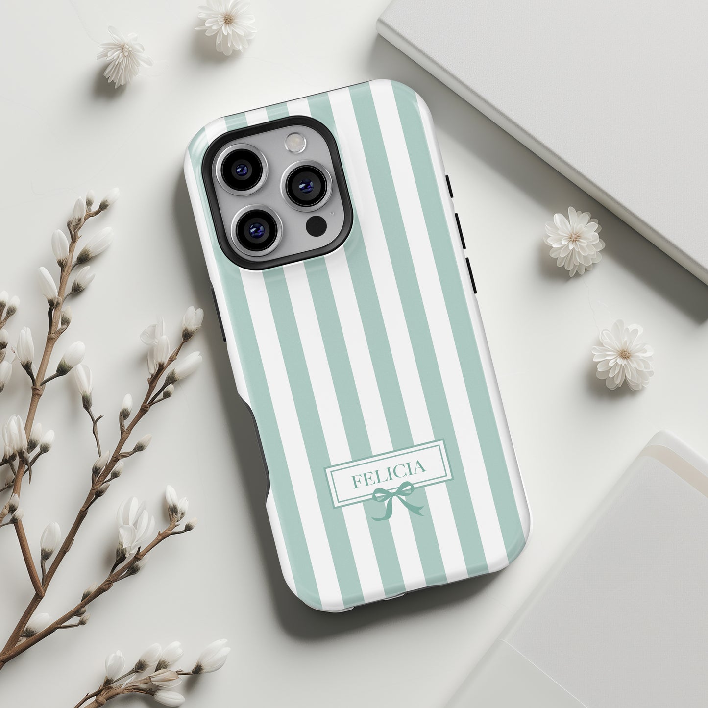 Personalisable Striped Design (Blue) iPhone Case
